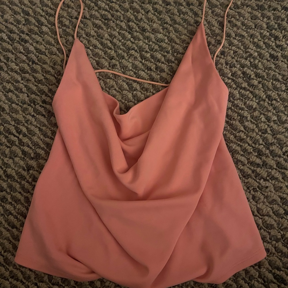 Moda International Dusty Rose Cowl Neck Spaghetti Strap Top